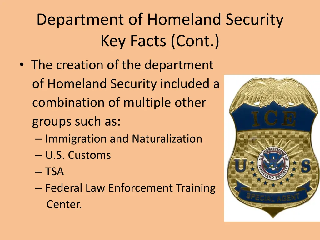 department of homeland security key facts cont