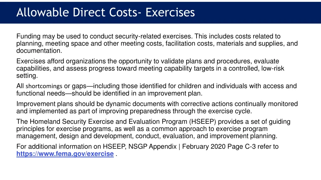 allowable direct costs exercises