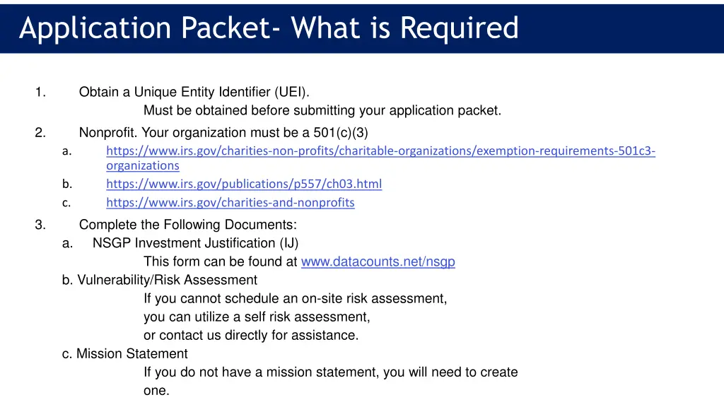 application packet what is required