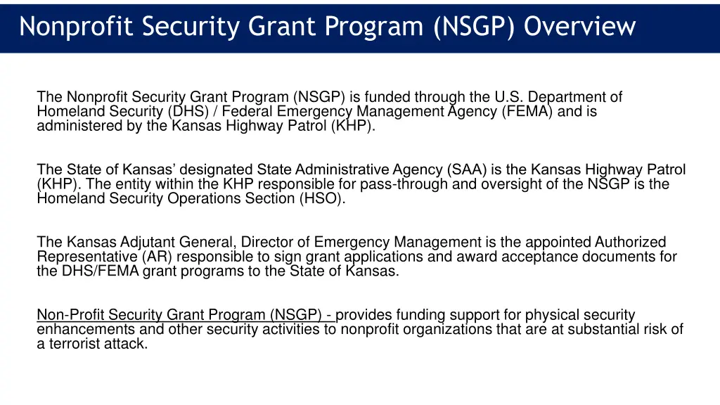 nonprofit security grant program nsgp overview