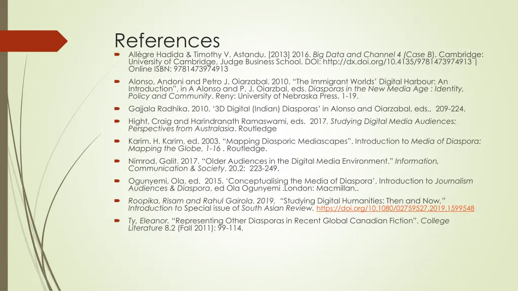 references all gre hadida timothy v astandu 2013