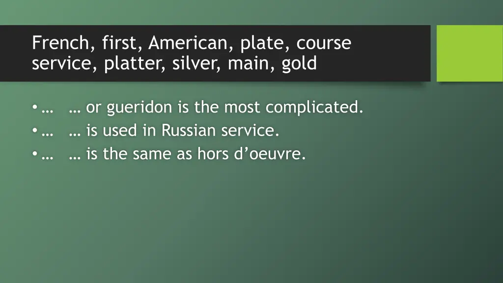 french first american plate course service