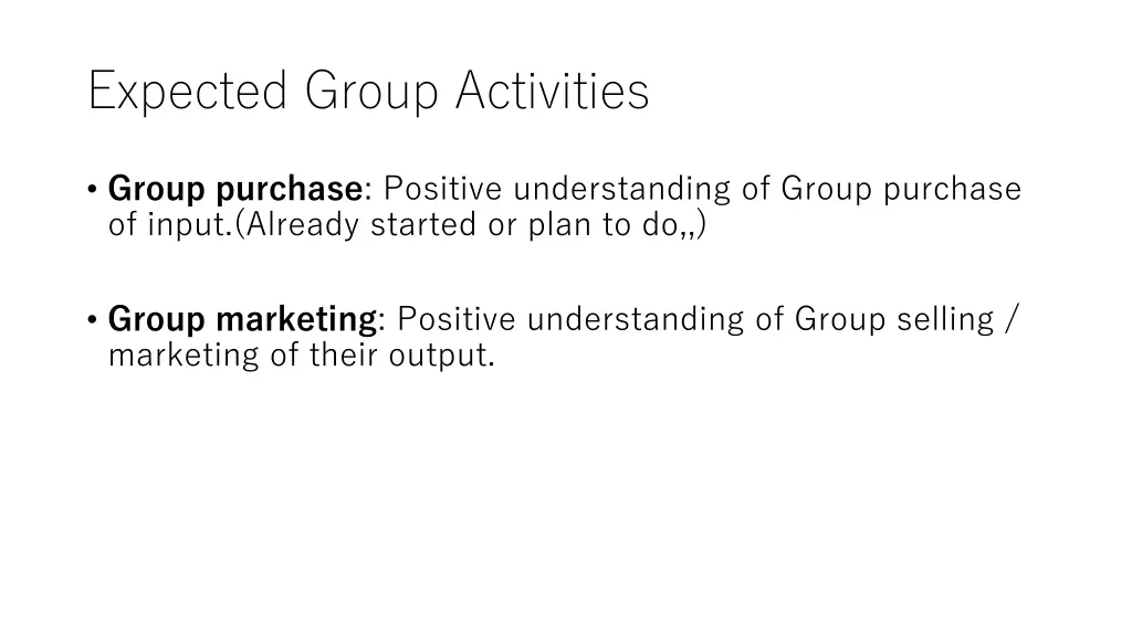 expected group activities