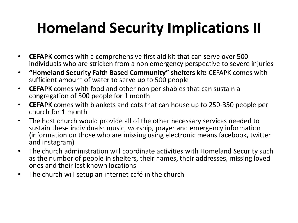 homeland security implications ii