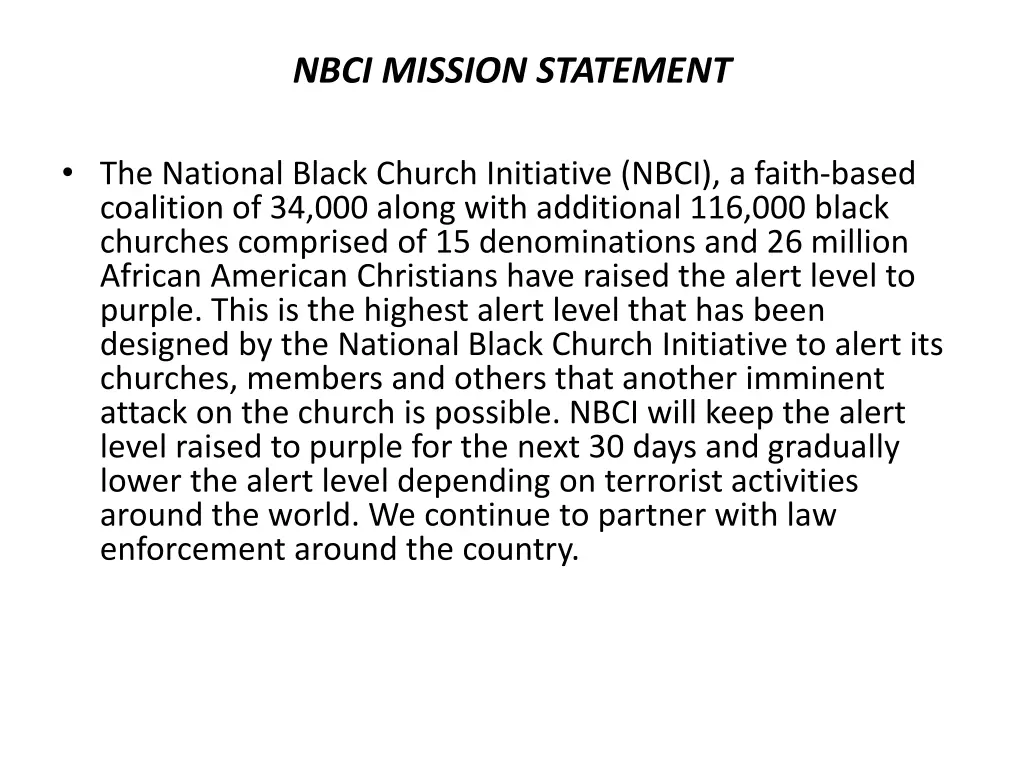 nbci mission statement