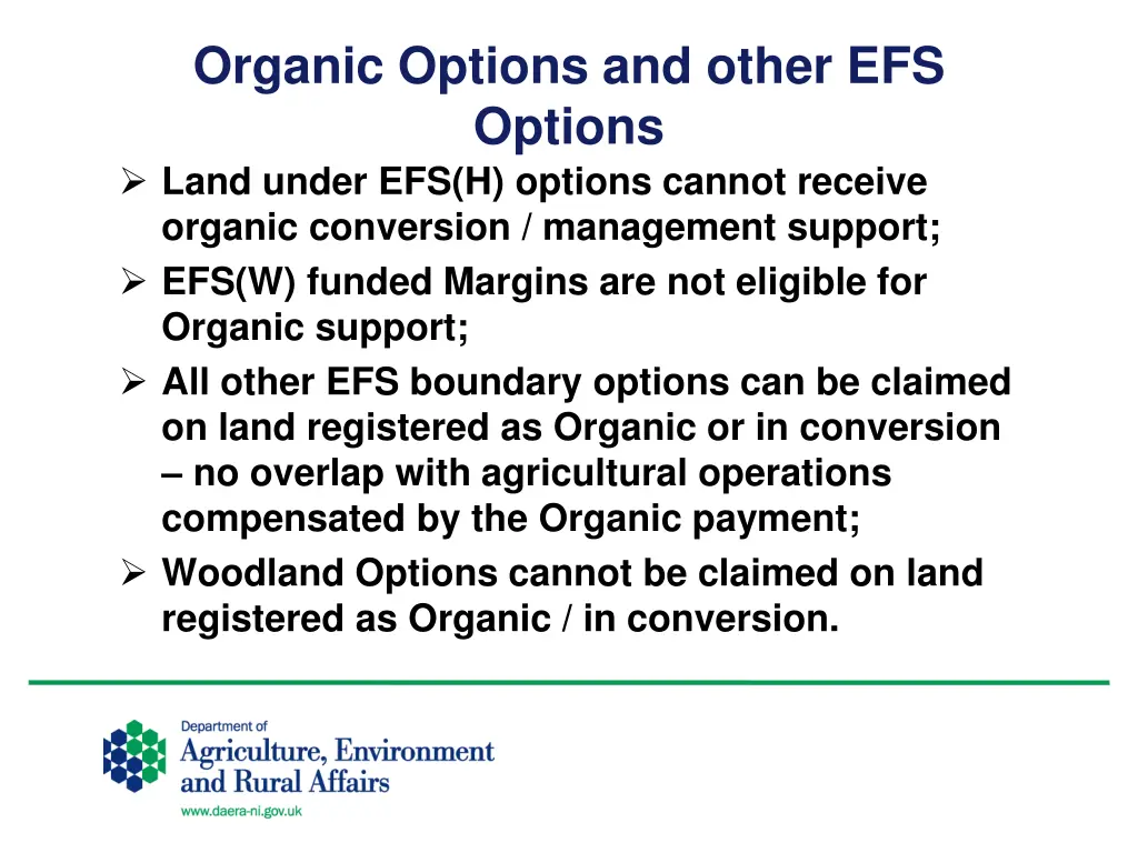 organic options and other efs options land under