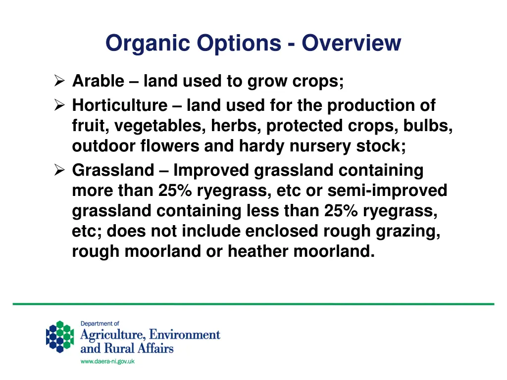 organic options overview