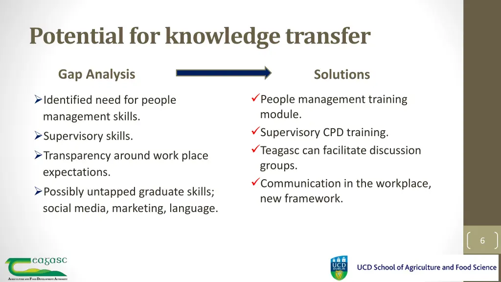 potential for knowledge transfer