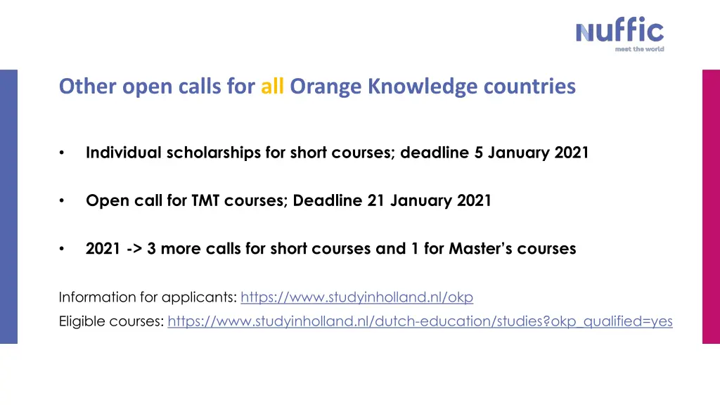 other open calls for all orange knowledge