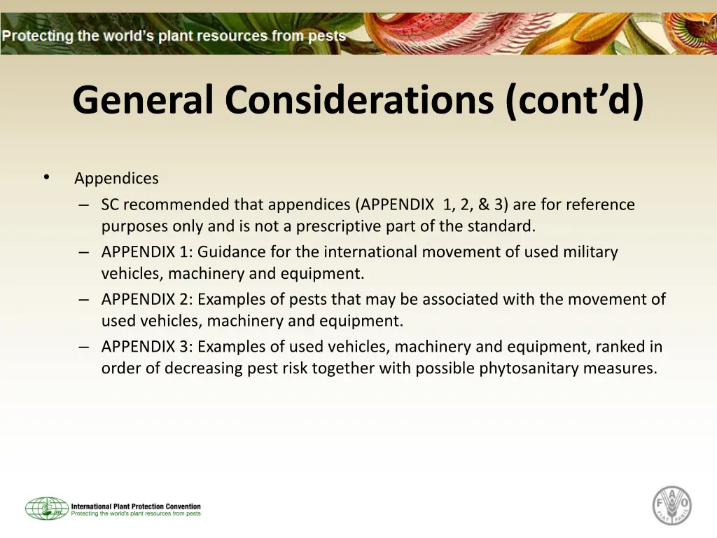 general considerations cont d