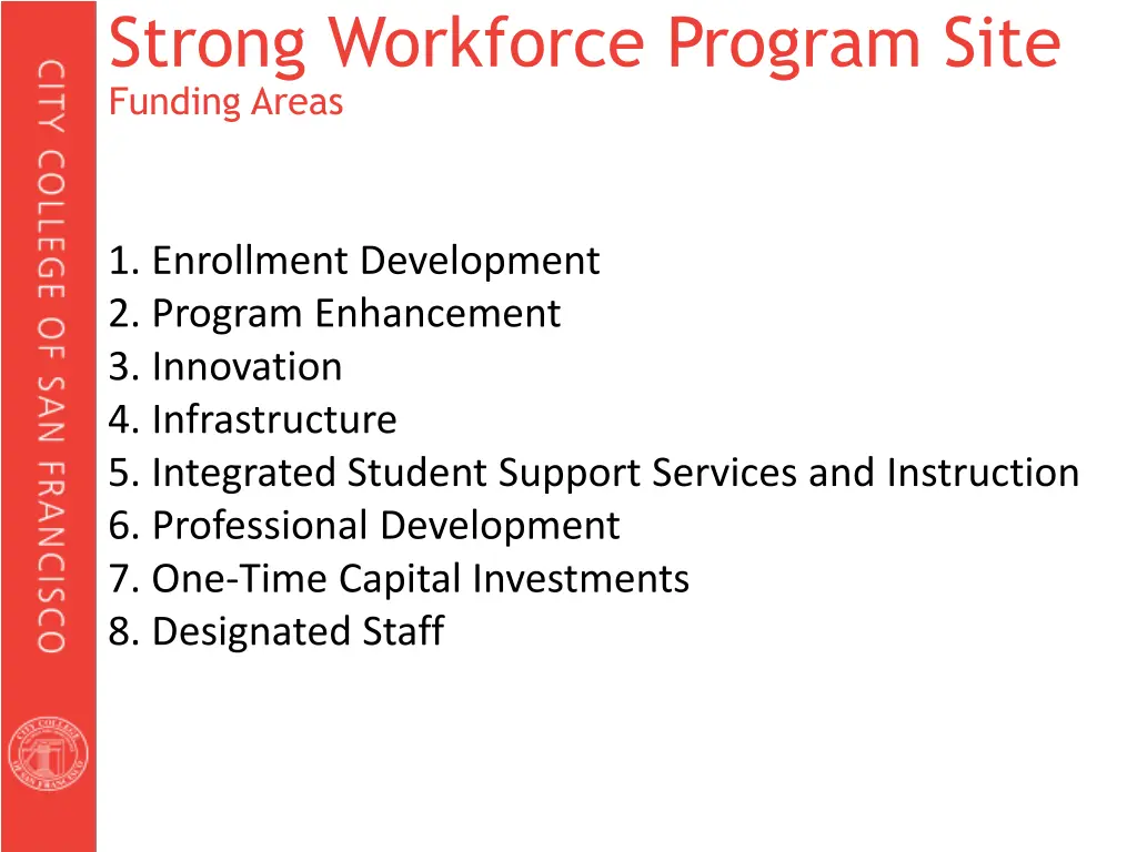 strong workforce program site funding areas