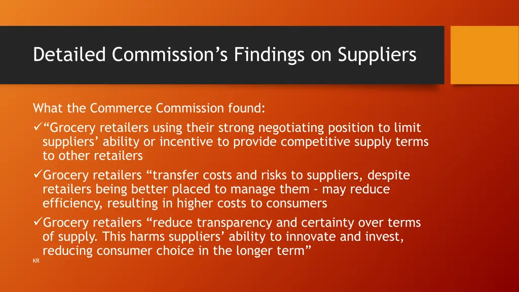 detailed commission s findings on suppliers