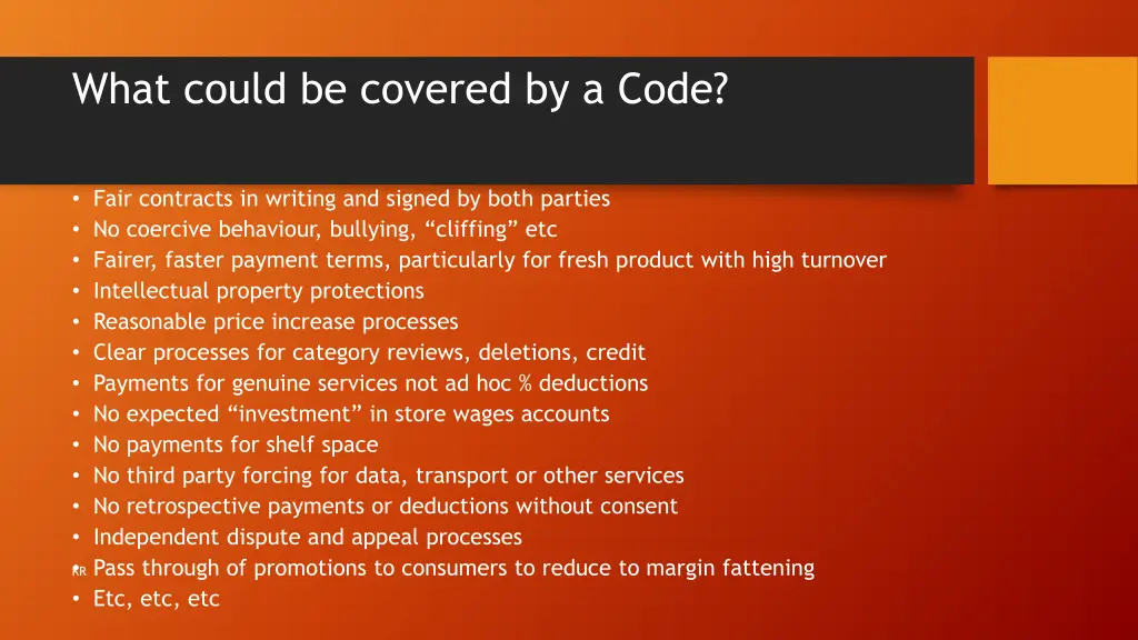 what could be covered by a code