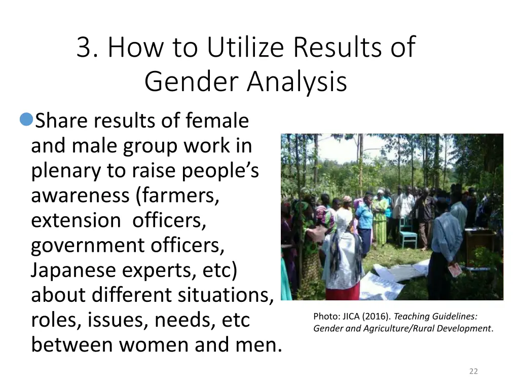 3 how to utilize results of gender analysis share