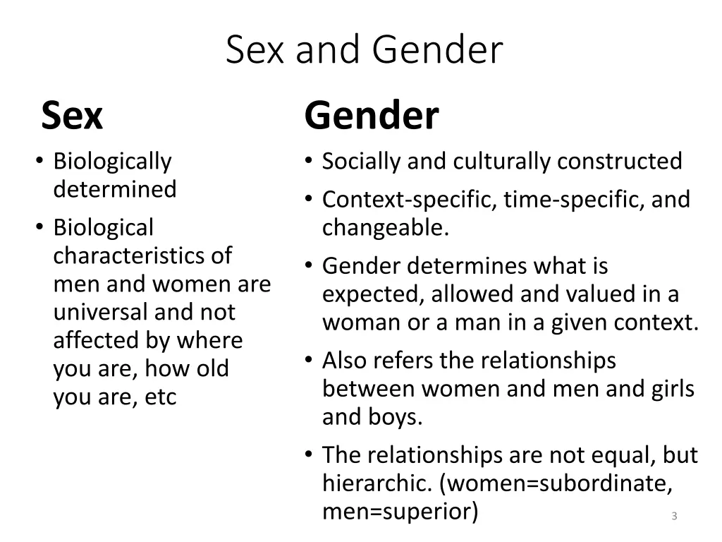 sex and gender gender socially and culturally