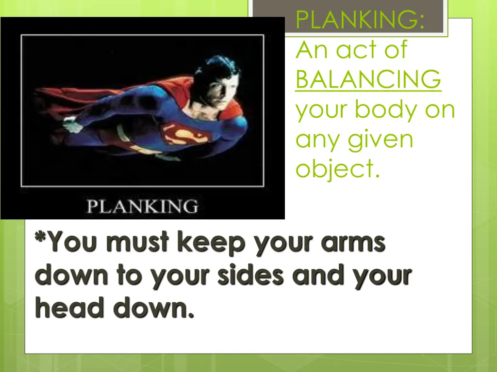 planking an act of balancing your body