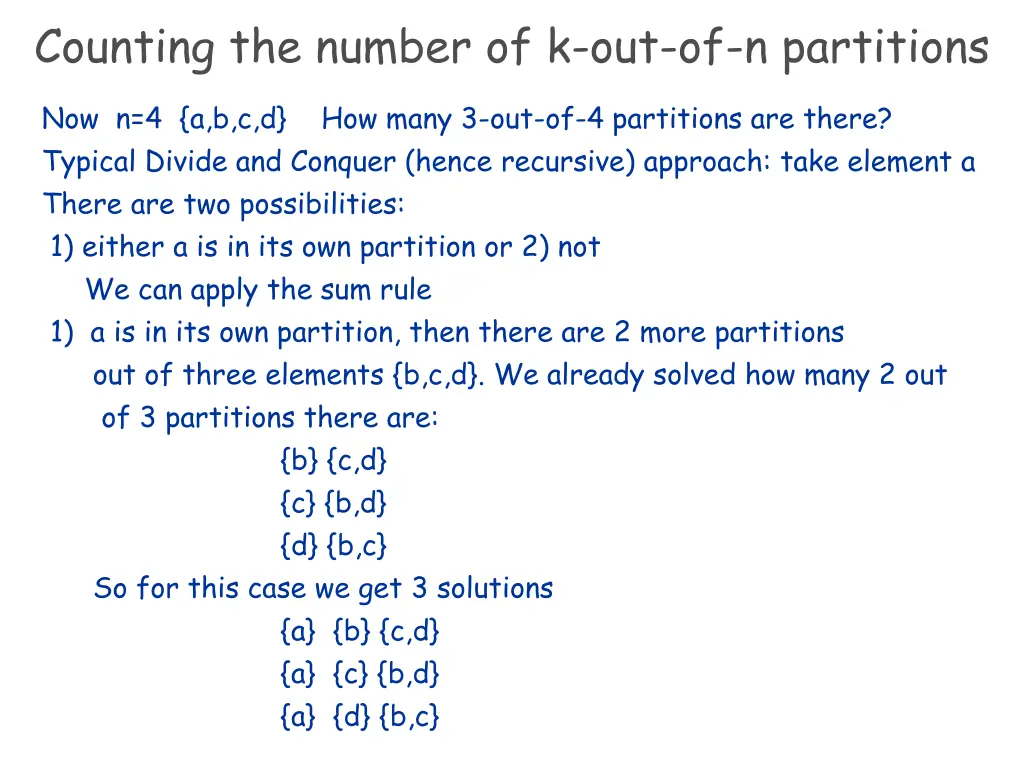 counting the number of k out of n partitions