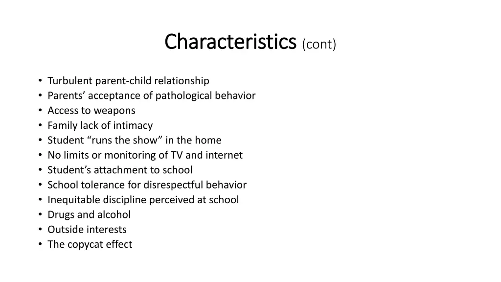 characteristics characteristics cont 2