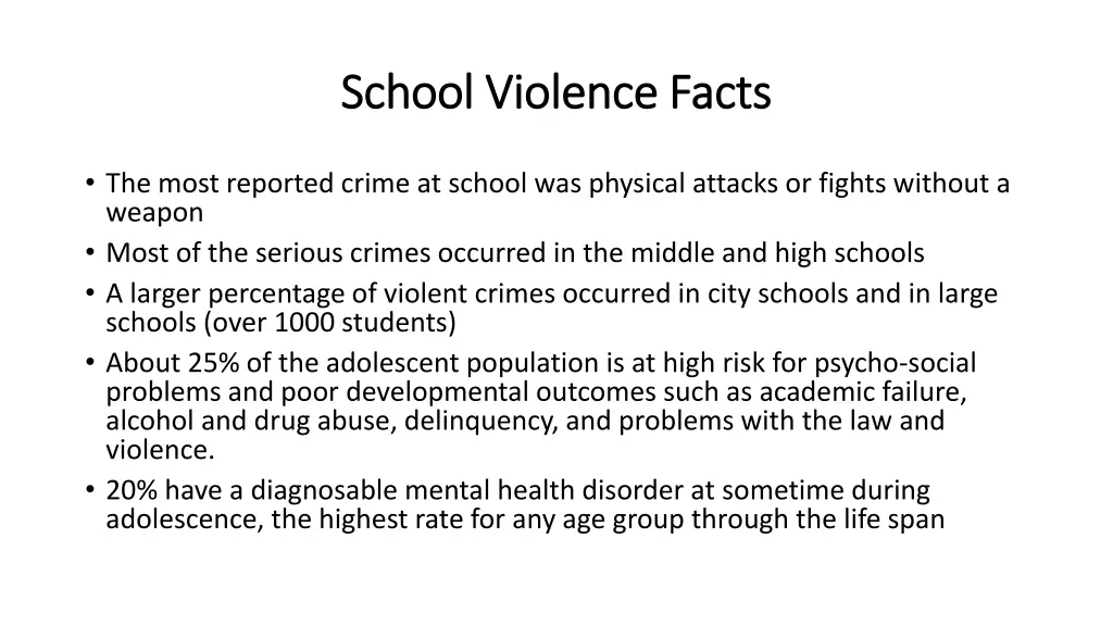 school violence facts school violence facts