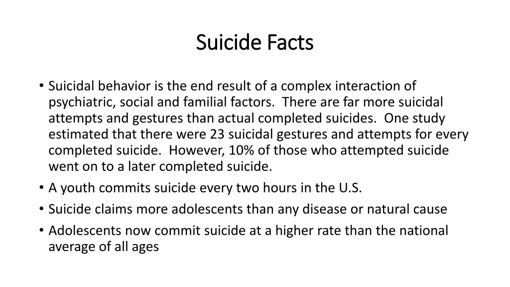 suicide facts suicide facts