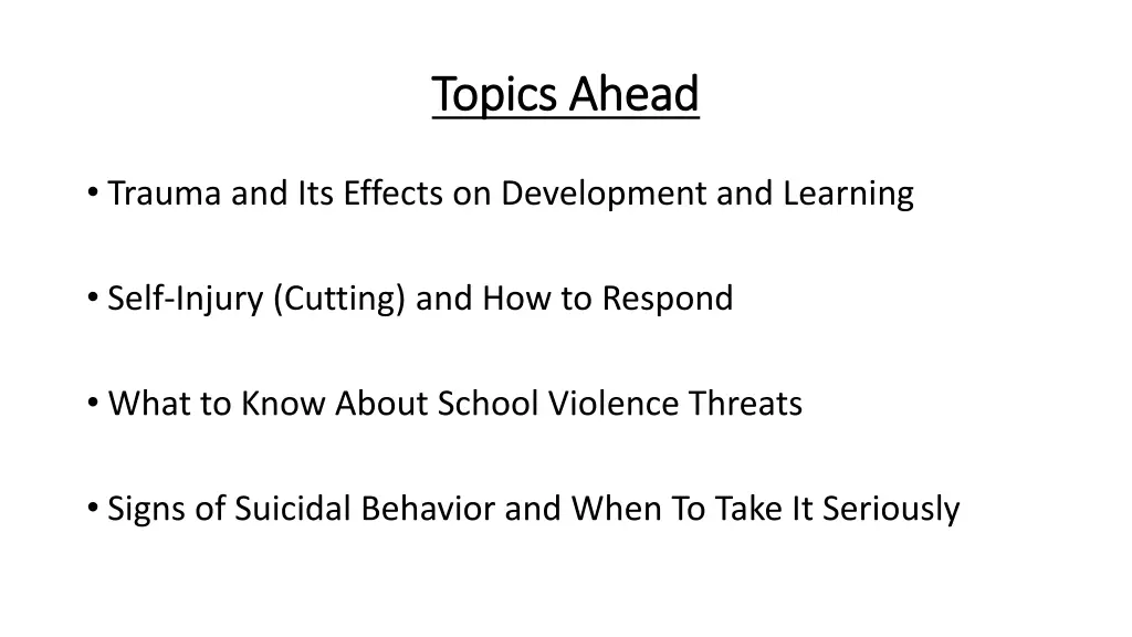 topics ahead topics ahead