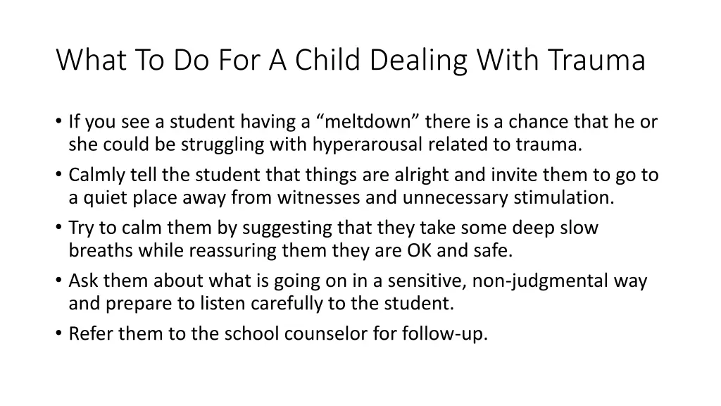 what to do for a child dealing with trauma