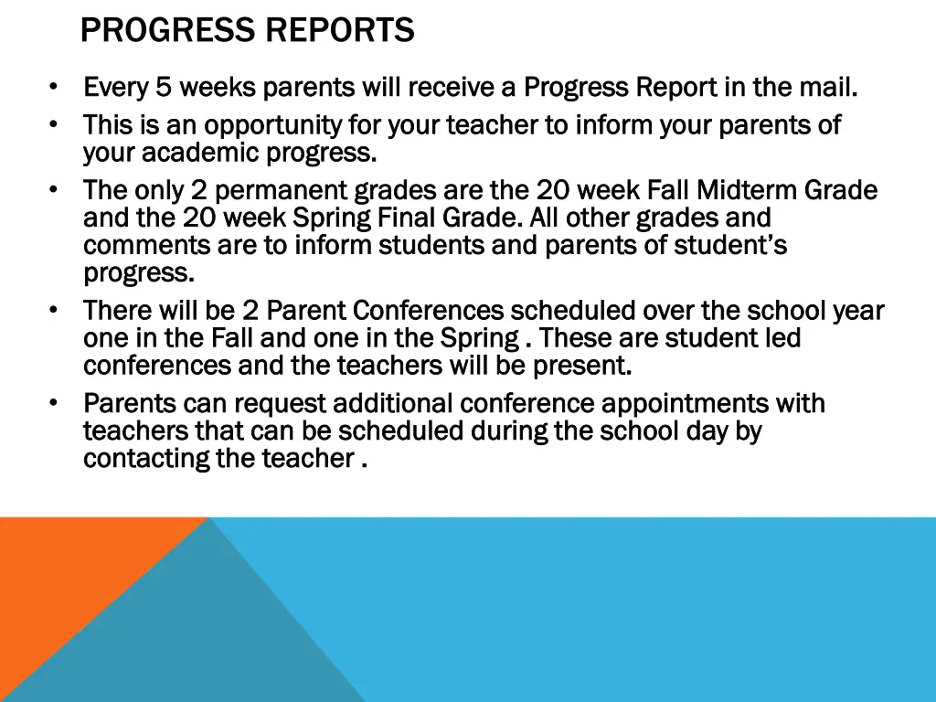 progress reports