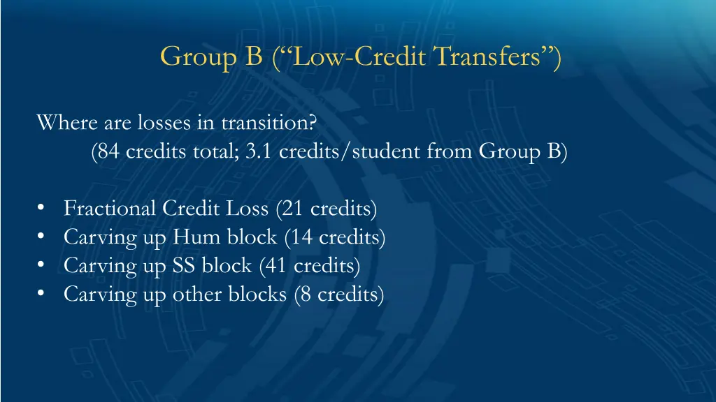 group b low credit transfers 3