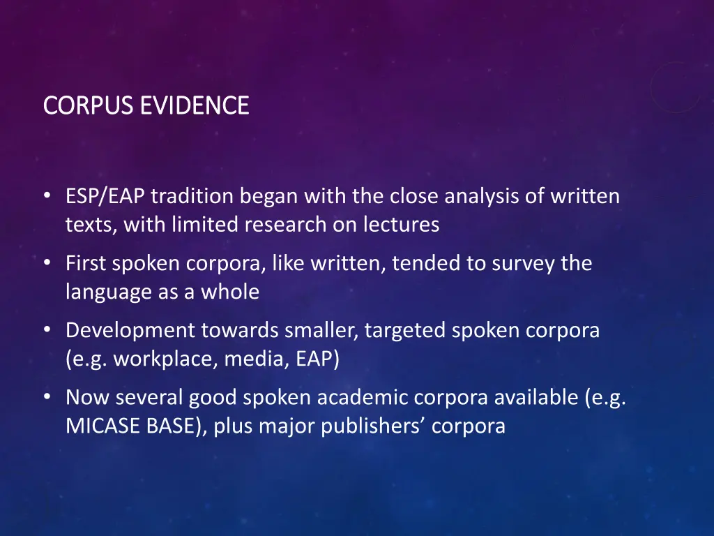 corpus evidence corpus evidence