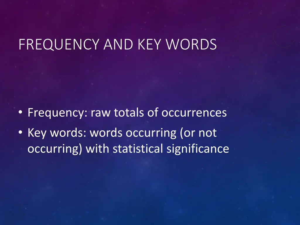 frequency and key words