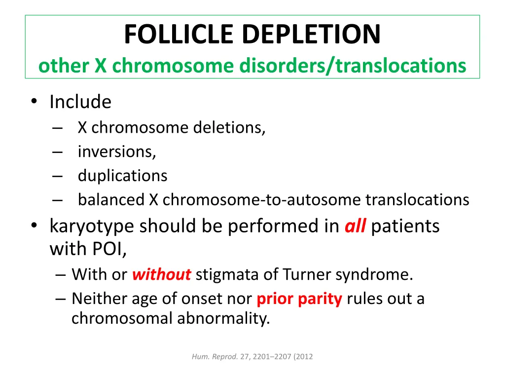 follicle depletion other x chromosome disorders