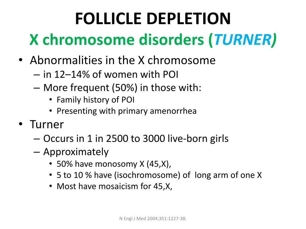 follicle depletion x chromosome disorders turner