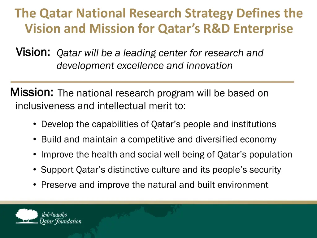 the qatar national research strategy defines