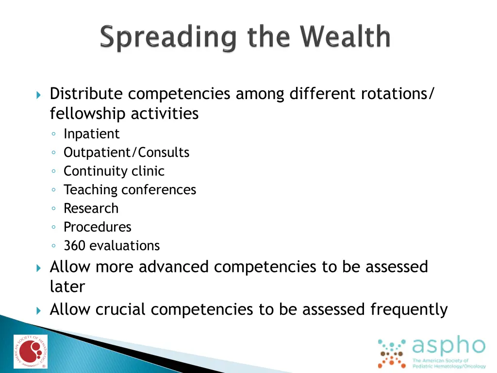 distribute competencies among different rotations