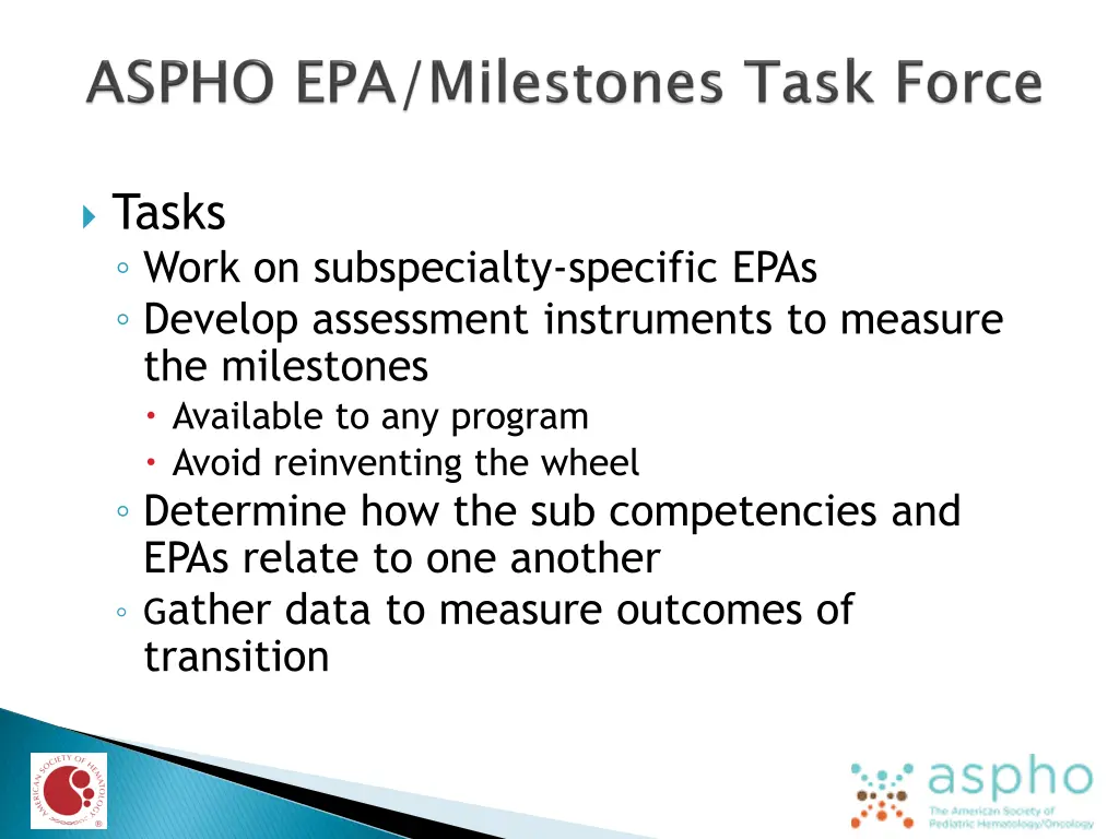 tasks work on subspecialty specific epas develop