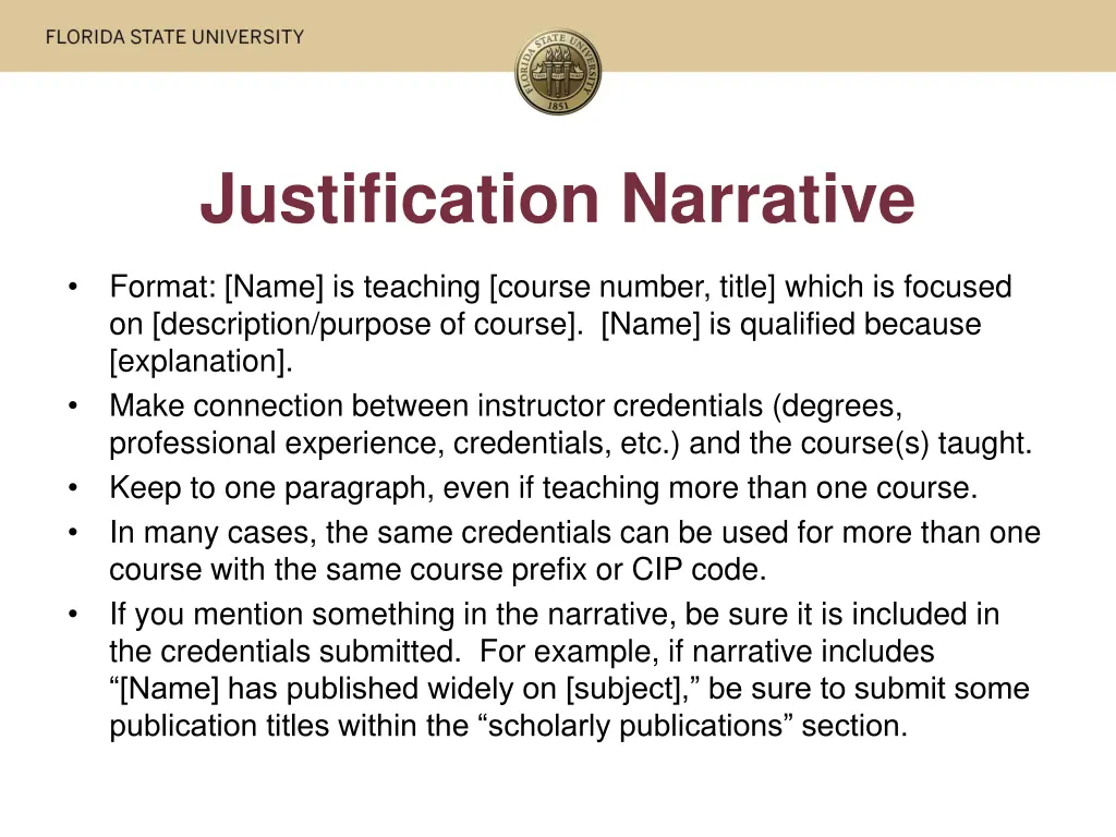 justification narrative