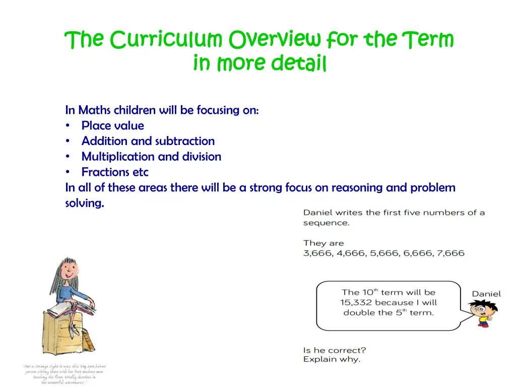 the curriculum overview for the term