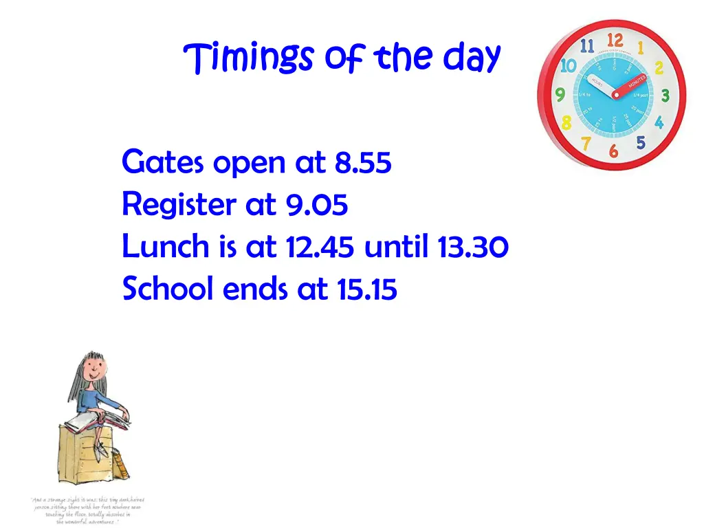 timings of the day timings of the day