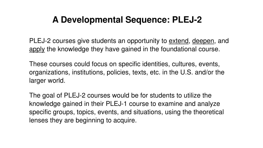 a developmental sequence plej 2