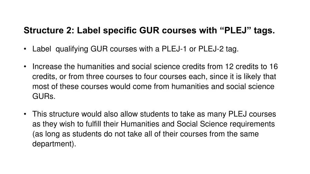 structure 2 label specific gur courses with plej