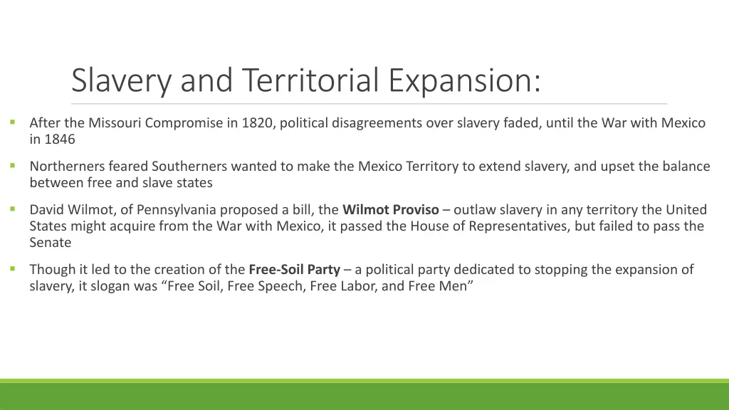 slavery and territorial expansion