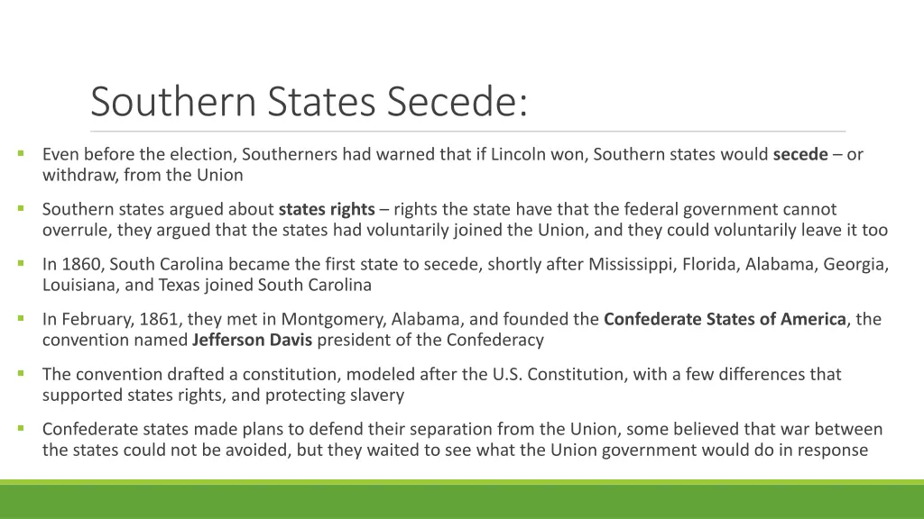 southern states secede