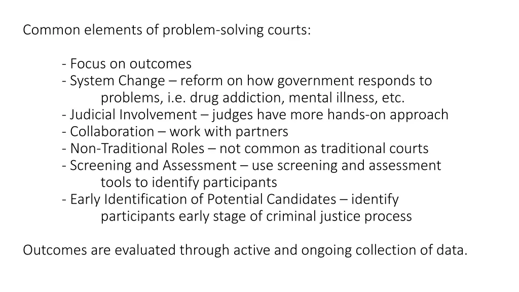 common elements of problem solving courts