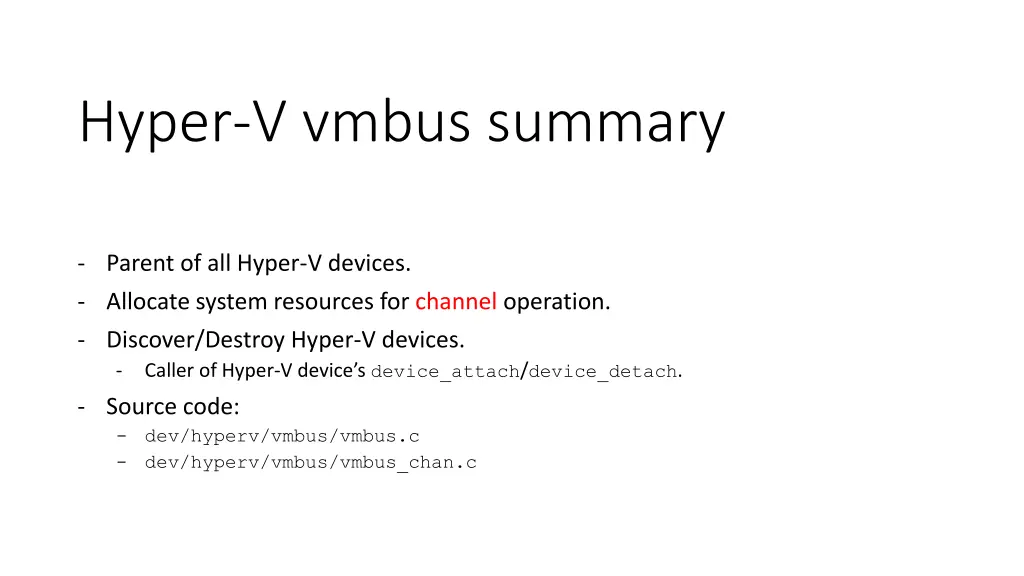 hyper v vmbus summary