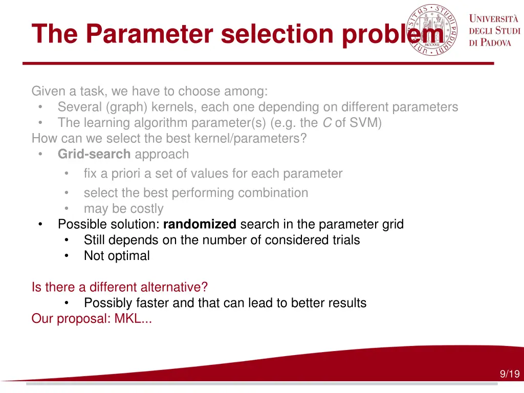 the parameter selection problem 1