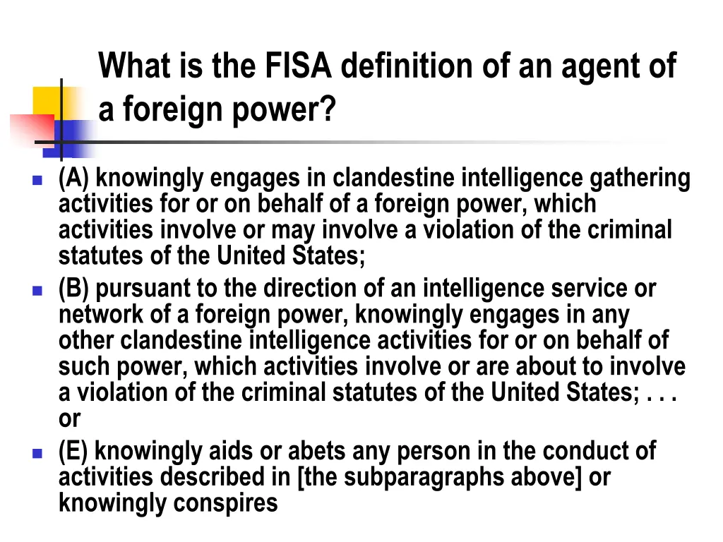 what is the fisa definition of an agent