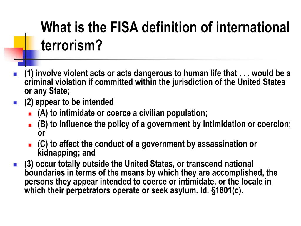 what is the fisa definition of international