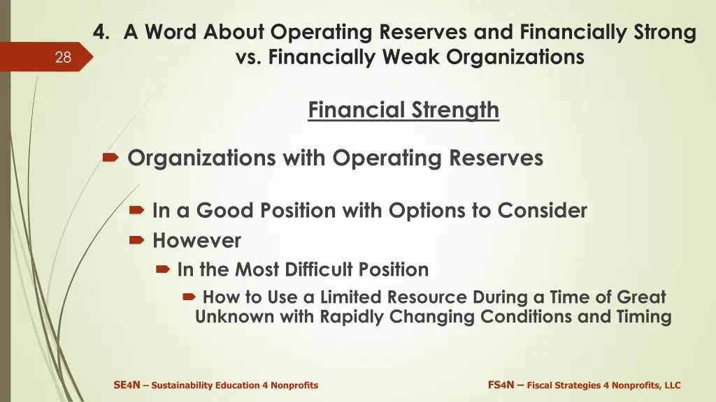 4 a word about operating reserves and financially 4