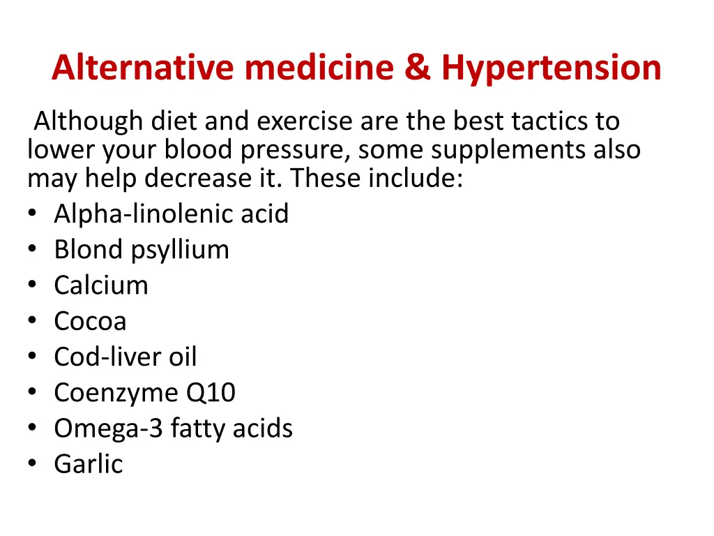 alternative medicine hypertension