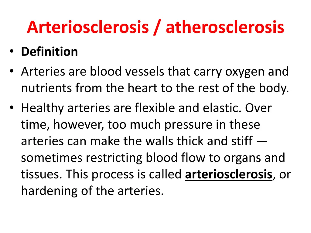 arteriosclerosis atherosclerosis definition